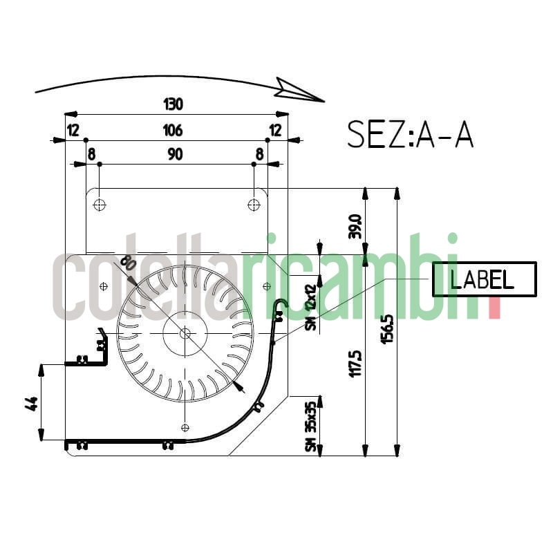 Ventola tangenziale per stufa a pellet 14706055
