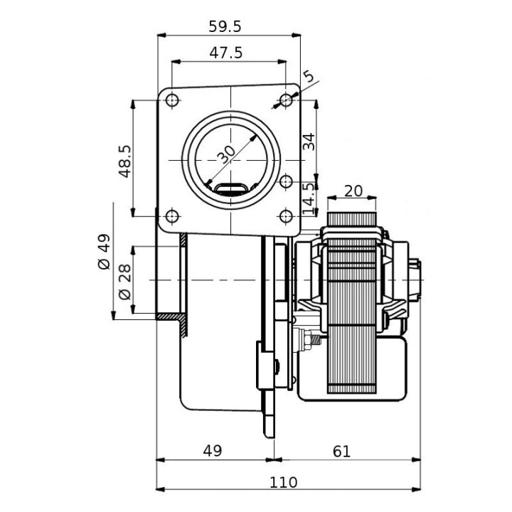 Ventilatore centrifugo CF 80-20 per stufa a pellet 14706018