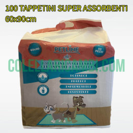 100 Tappetini Assorbenti Igienici per Animali Cani Gatti Domestici 60x90cm