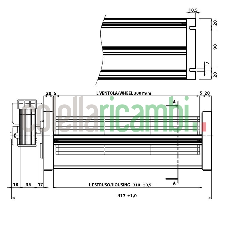 Ventola tangenziale per stufa a pellet 14706059