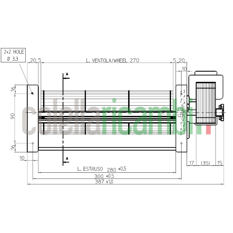 Ventola tangenziale per stufa a pellet 14706070
