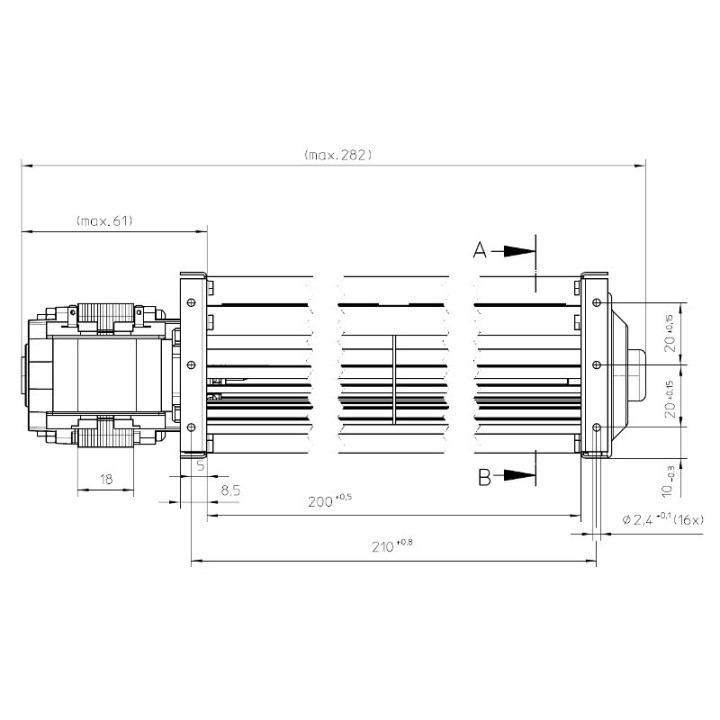Ventola tangenziale EBM QL4/0020A32-2118LH-460 stufe a pellet 14706078