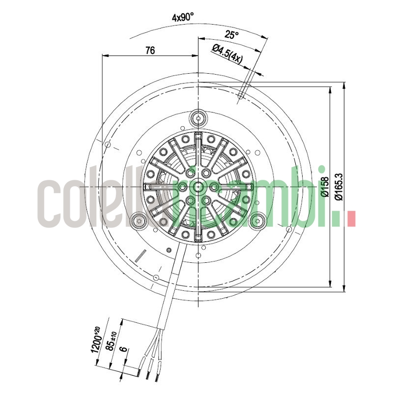 Estrattore - aspiratore fumi EBM R2E180-AU01-19 per stufe a pellet 14706085
