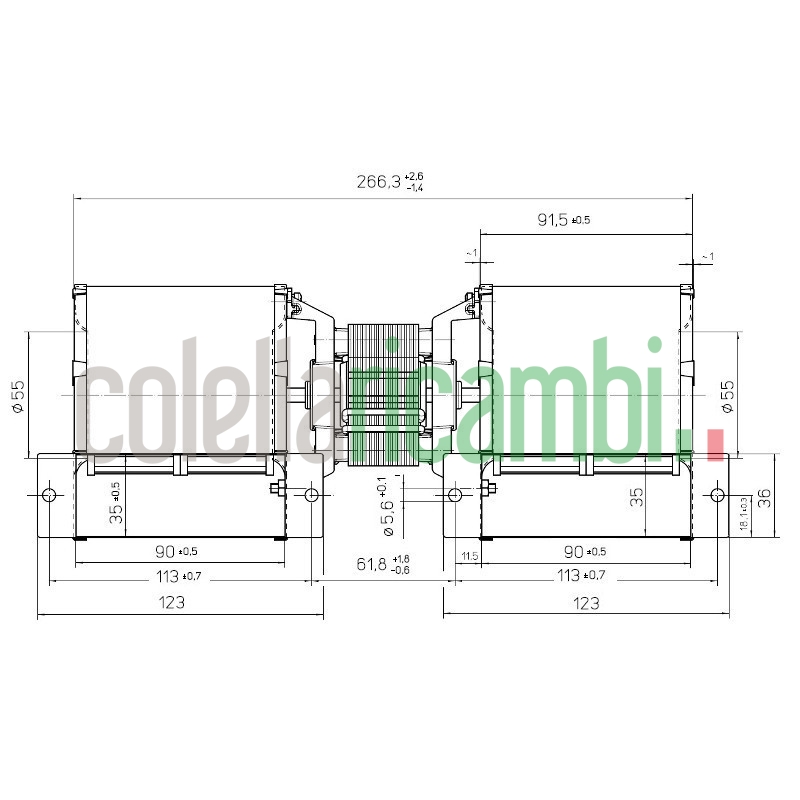 Ventilatore centrifugo EBM RLF67/7676ZA5-3030LH-486AKR doppia aspirazione 14706088