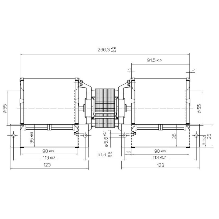 Ventilatore centrifugo EBM RLF67/7676ZA5-3030LH-486AKR doppia aspirazione 14706088
