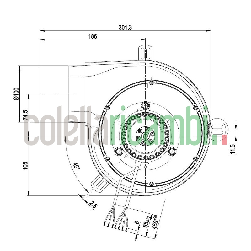 Estrattore - aspiratore fumi EBM G2E180-CG82-11 stufe a pellet 14706112