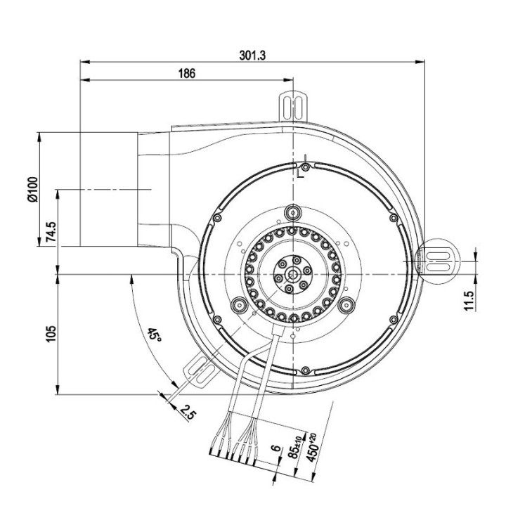 Estrattore - aspiratore fumi EBM G2E180-CG82-11 stufe a pellet 14706112
