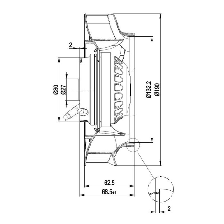 Ventilatore centrifugo R2E190-RA26-14 stufe a pellet 14706113
