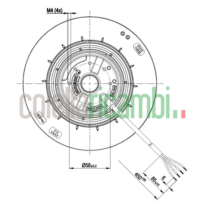 Ventilatore centrifugo R2E190-RA26-14 stufe a pellet 14706113