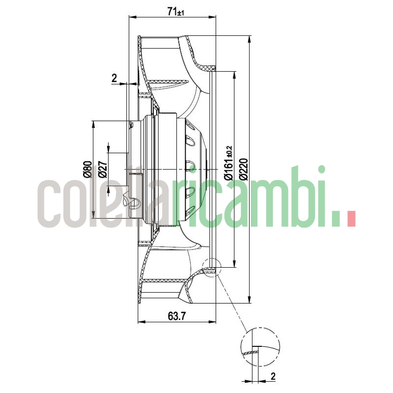 Ventilatore centrifugo R2E220-RA38-30 stufe a pellet 14706114