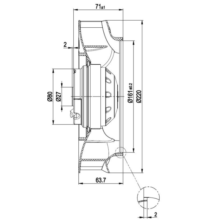 Ventilatore centrifugo R2E220-RA38-30 stufe a pellet 14706114