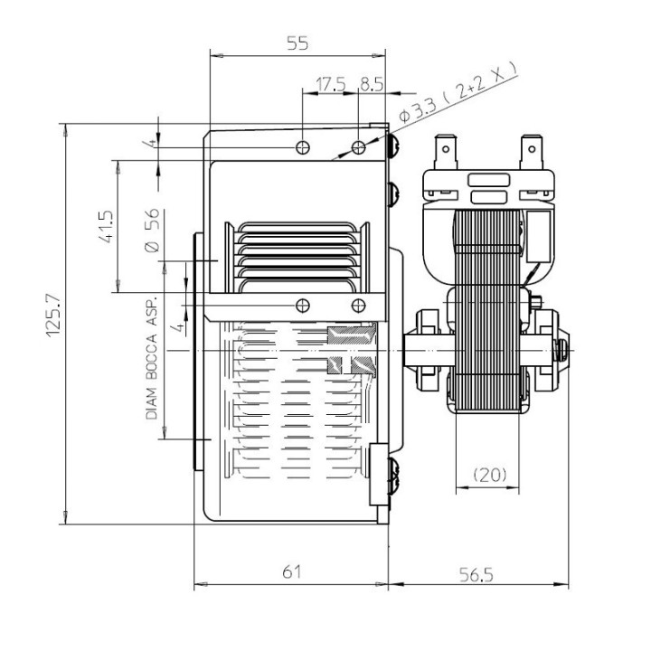Ventilatore centrifugo CF 70-20 stufe a pellet 14706120
