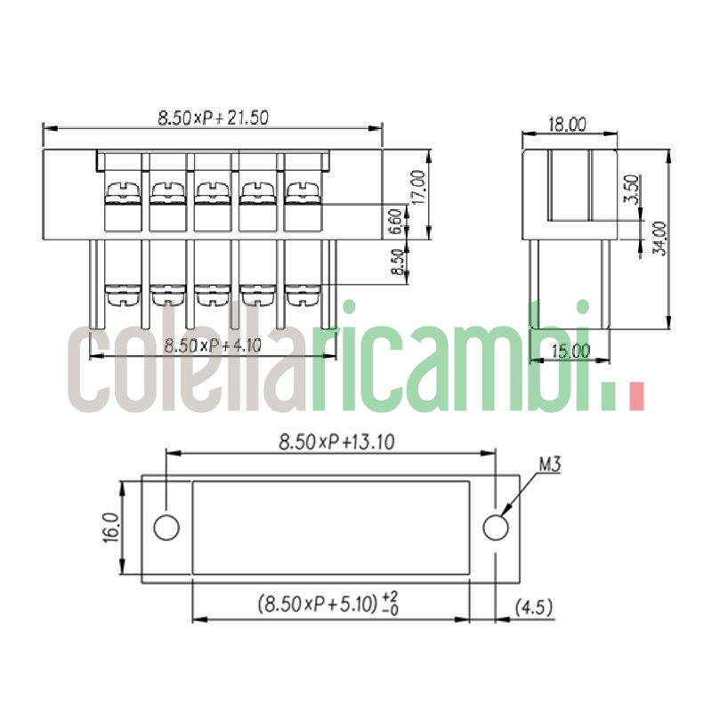 Morsettiera ad incasso da pannello stufe a pellet 14709020