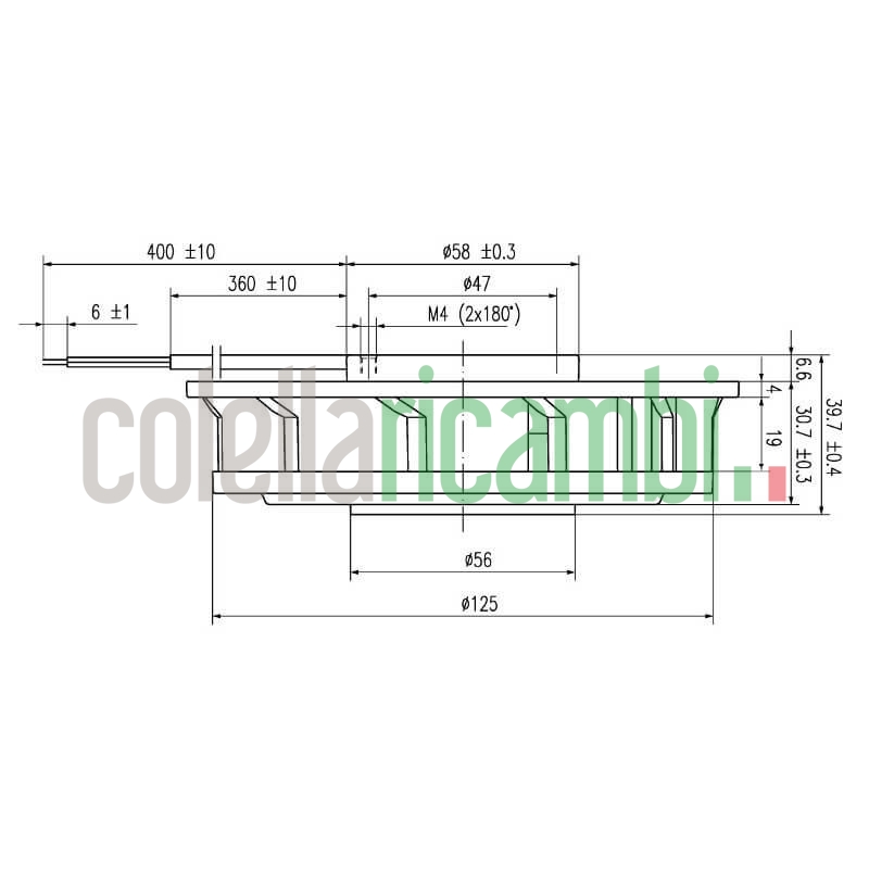 Ventilatore assiale EBM RER125-19/56 con struttura e rotore in metallo.