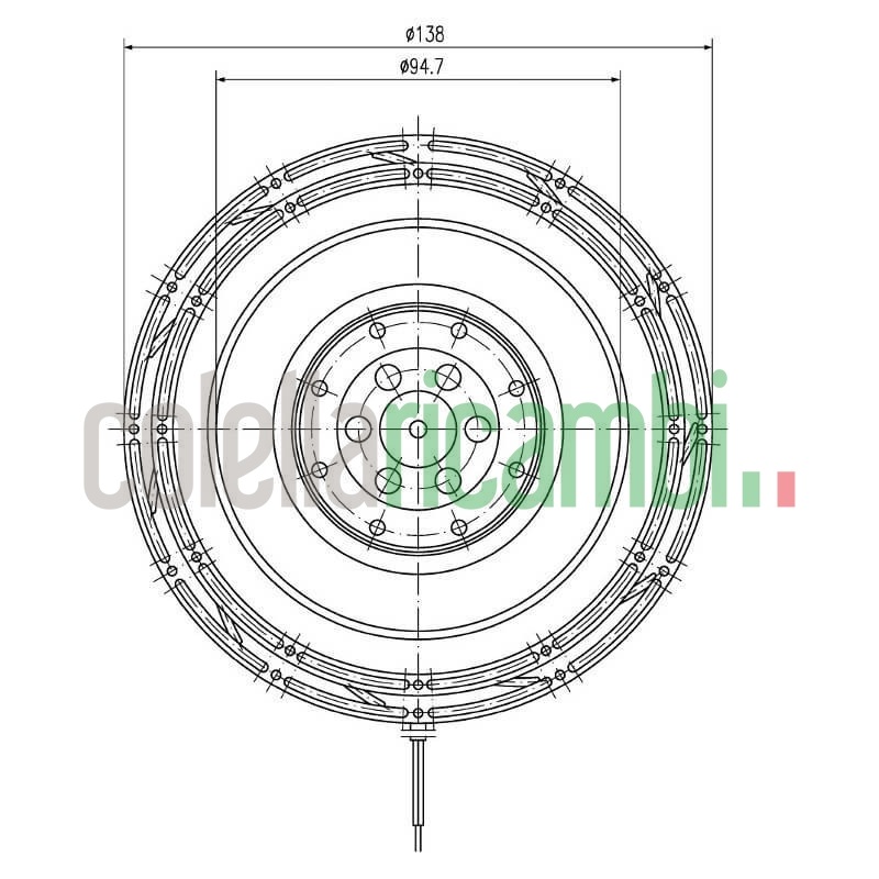 Ventilatore assiale EBM RER125-19/56 con struttura e rotore in metallo.