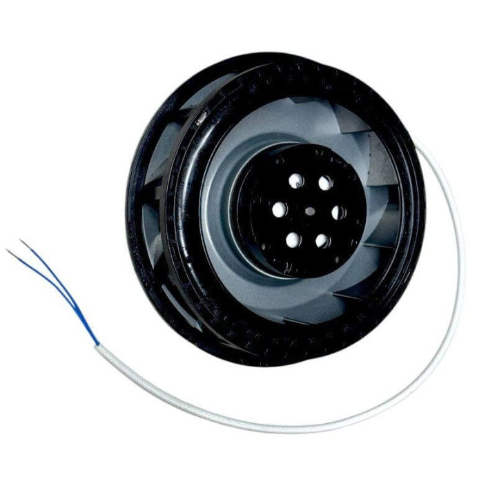 Ventilatore assiale EBM RER125-19/56 con struttura e rotore in metallo.