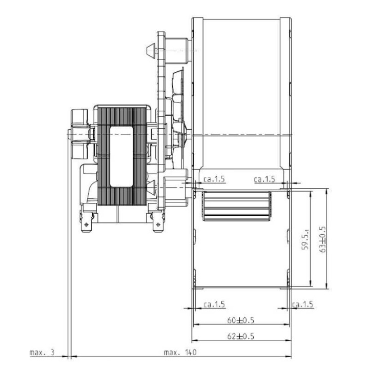 Ventilatore centrifugo EBM RLA108/0042A89-3030LH-224