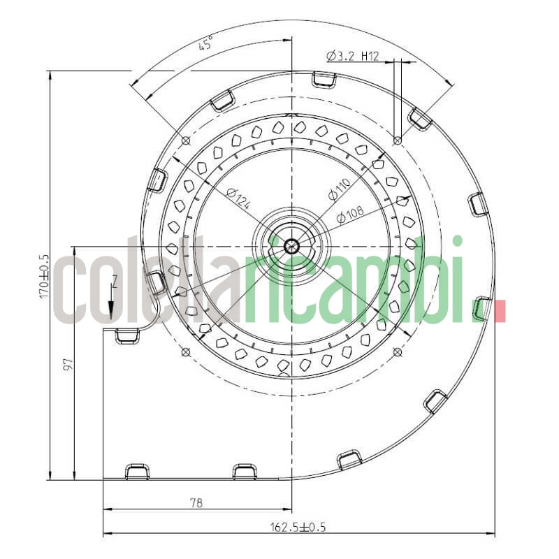 Ventilatore centrifugo EBM RLA108/0042A89-3030LH-224