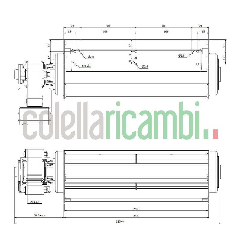Ventola tangenziale COPREL TFL 45-240/20T1ADN HT Stufe a Pellet 14706200