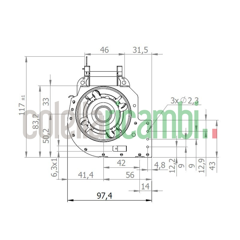 Ventola tangenziale COPREL FFR 300/C.20T ASN HT Stufe a Pellet 14706205