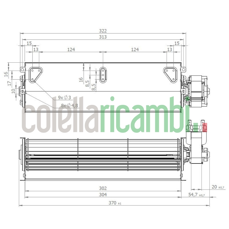 Ventola tangenziale COPREL FFR 300/C.20T ASN HT Stufe a Pellet 14706205