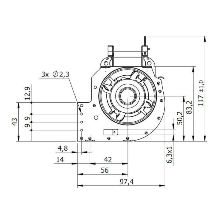 Ventola tangenziale COPREL FFL 270/C.20T ASN HT Stufe a Pellet 14706207