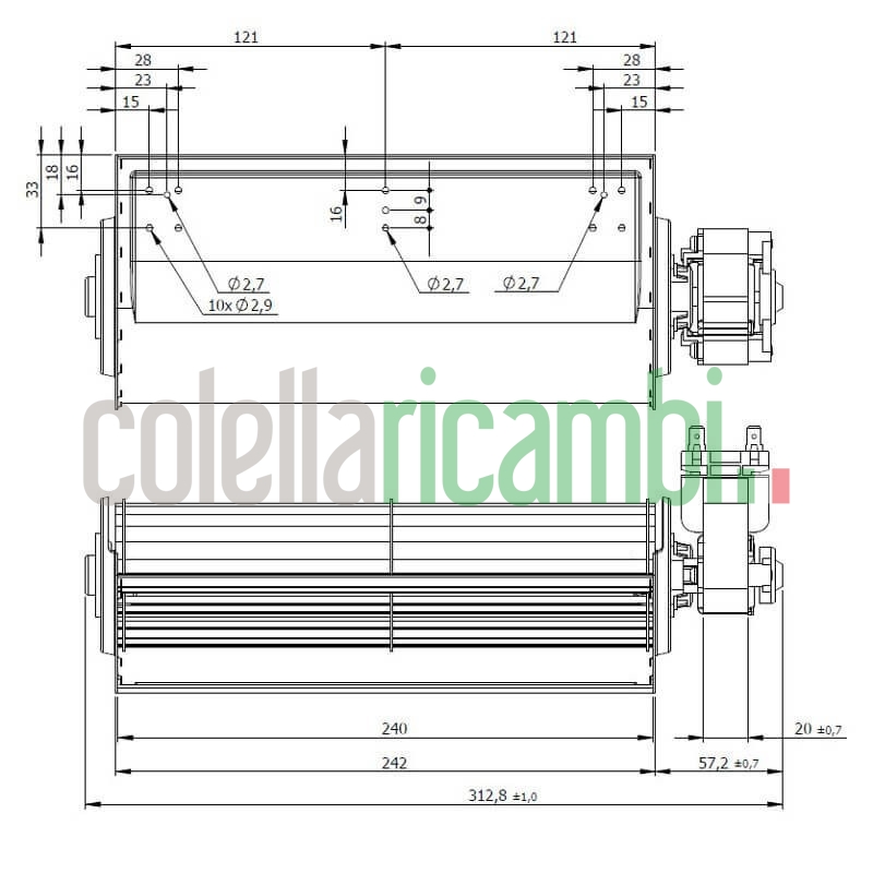 Ventola tangenziale COPREL TFR 65-240/C.20T ASN HT Stufe a Pellet 14706206