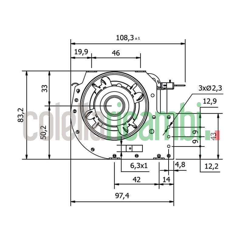 Ventola tangenziale COPREL FFR 270/C.20T AFN HT Stufe a Pellet 14706204