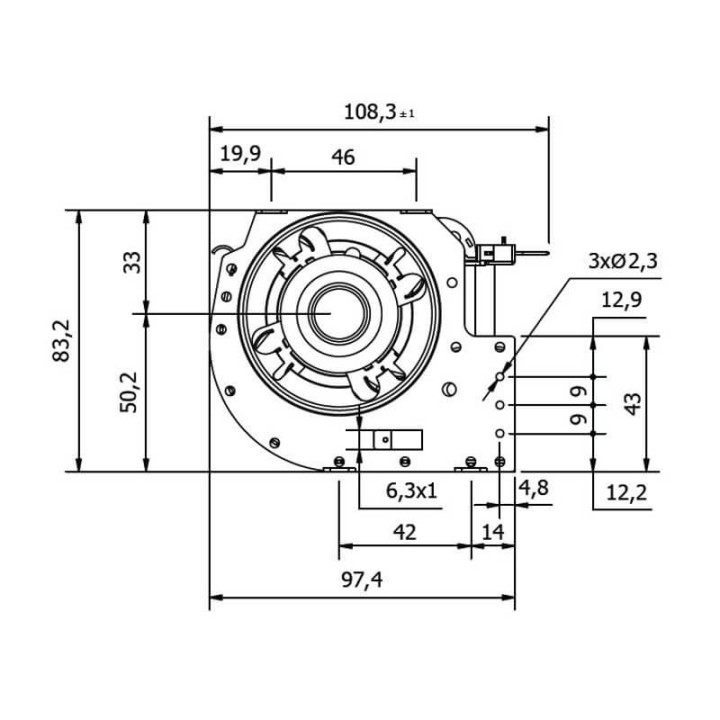 Ventola tangenziale COPREL FFR 270/C.20T AFN HT Stufe a Pellet 14706204