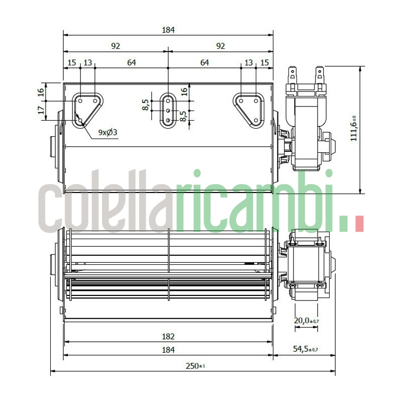 Ventola tangenziale COPREL TFR 180/C.20T AFN HT Stufe a Pellet 14706201