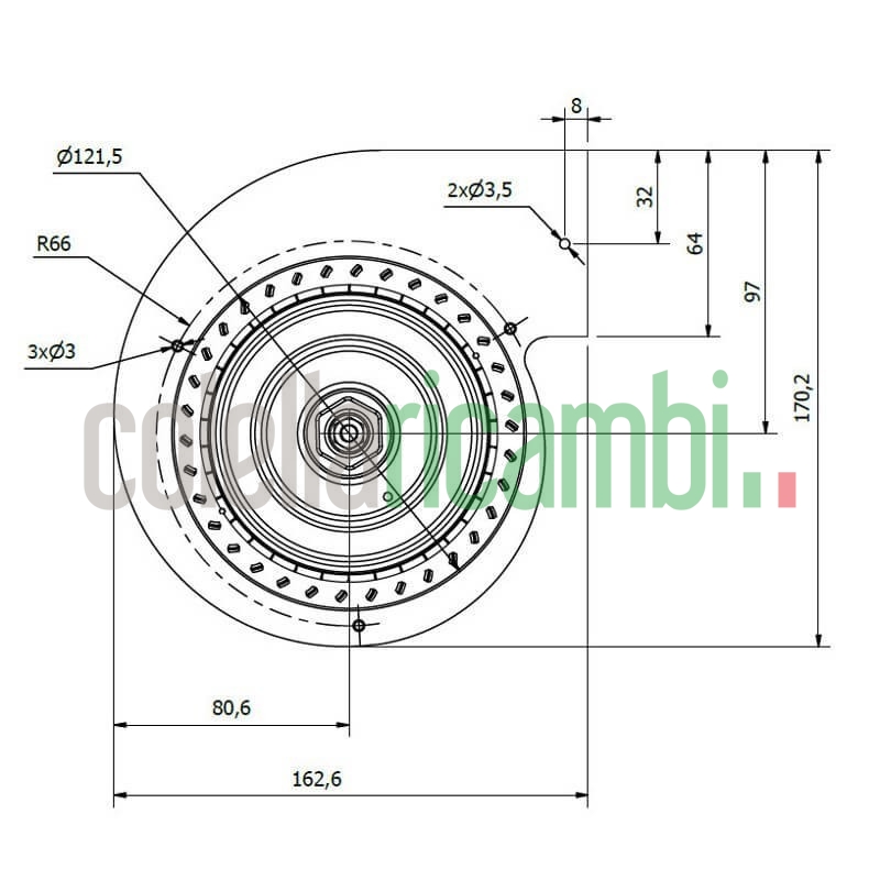 Ventilatore centrifugo COPREL RSR 97/40 C.30T ASN HT BB Stufe a Pellet 14706211