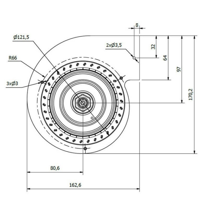 Ventilatore centrifugo COPREL RSR 97/40 C.30T ASN HT BB Stufe a Pellet 14706211