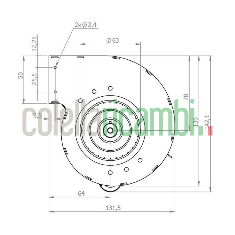 Ventilatore centrifugo COPREL DDL 76/86 C.62-20T ADN HT BB Stufe a Pellet 14706212