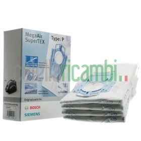 Confezione 4 sacchetti Tipo P MegaAir SuperTEX per Aspirapolvere Bosch 00468264