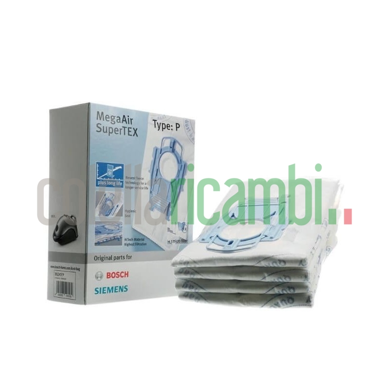 Confezione 4 sacchetti Tipo P MegaAir SuperTEX per Aspirapolvere Bosch 00468264