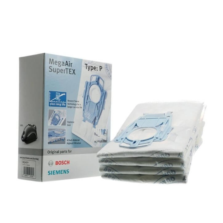 Confezione 4 sacchetti Tipo P MegaAir SuperTEX per Aspirapolvere Bosch 00468264
