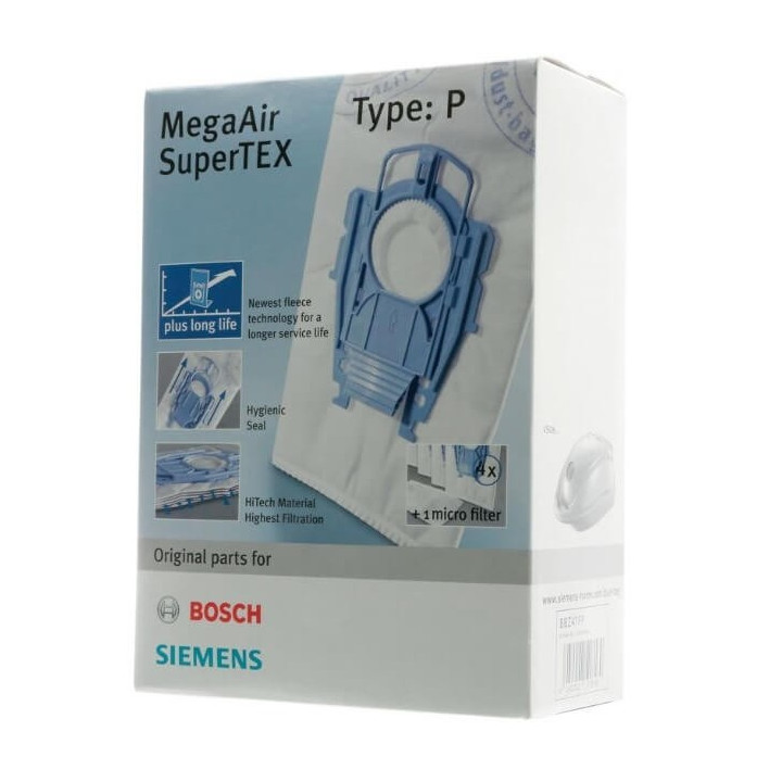 Confezione 4 sacchetti Tipo P MegaAir SuperTEX per Aspirapolvere Bosch 00468264