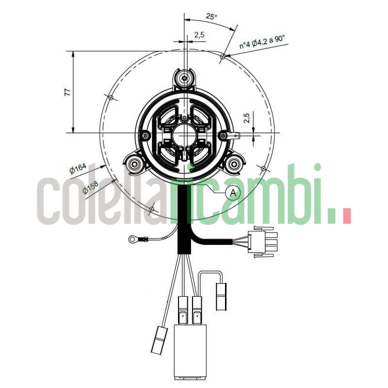 Estrattore aspiratore fumi ECM FIME ES150PC004 stufe a pellet 14706250