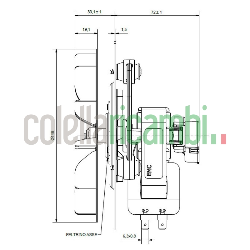 Estrattore aspiratore fumi ECM FIME ES150P017 Stufe a Pellet 14706251