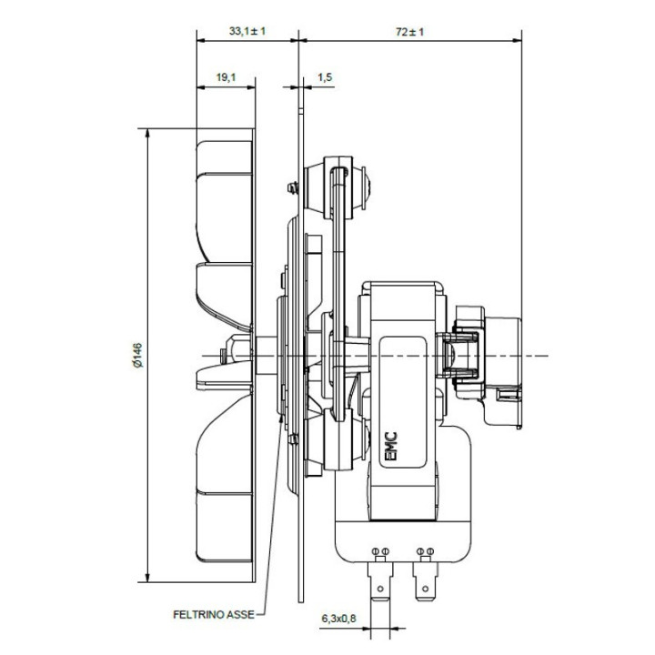 Vendita Estrattore aspiratore fumi ECM FIME ES150P017 Stufe a Pellet 14706251