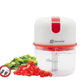 Behome Mini Tritatutto Ricaricabile usb senza fili, Capacità 250 ml Lame Acciaio inossidabile Rosso e Bianco