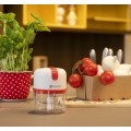 Behome Mini Tritatutto Ricaricabile usb senza fili, Capacità 250 ml Lame Acciaio inossidabile Rosso e Bianco