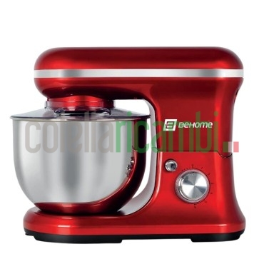 Behome Impastatrice Planetaria Professionale 5L Rosso | 6 Velocità, 2 fruste e 1 gancio per impastare