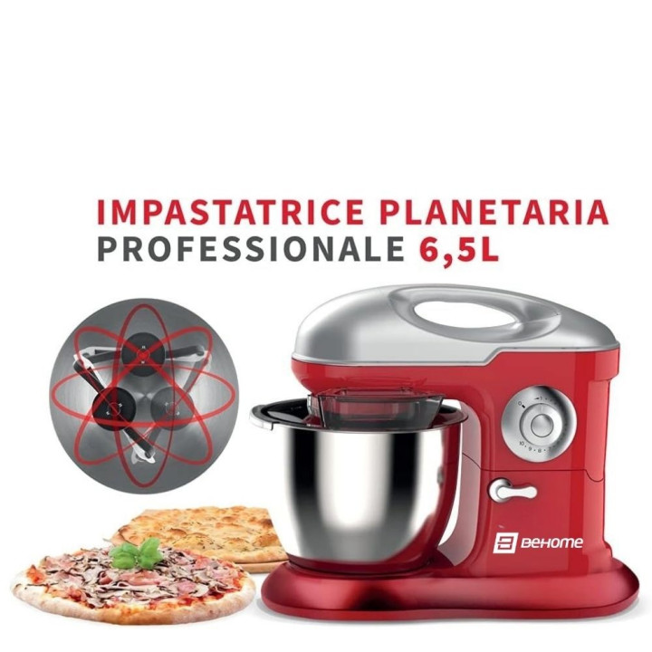 Behome Impastatrice Planetaria Professionale 6,5L Rosso
