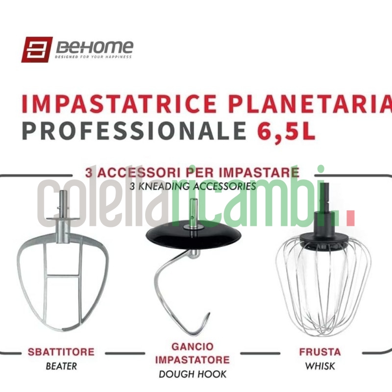 Behome Impastatrice Planetaria Professionale 6,5L Rosso