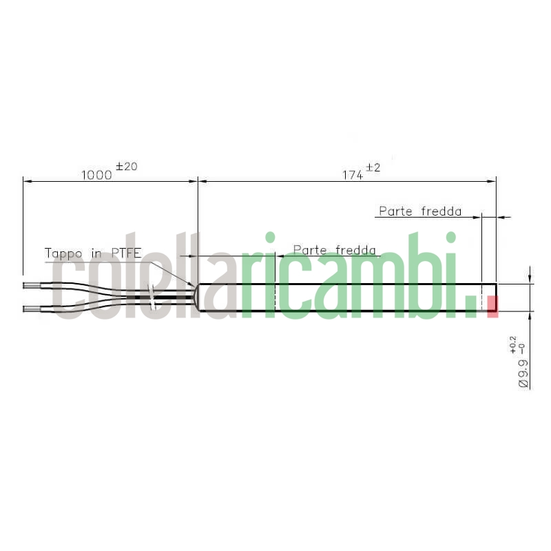 Resistenza accensione lineare HT100072 per Stufe a Pellet