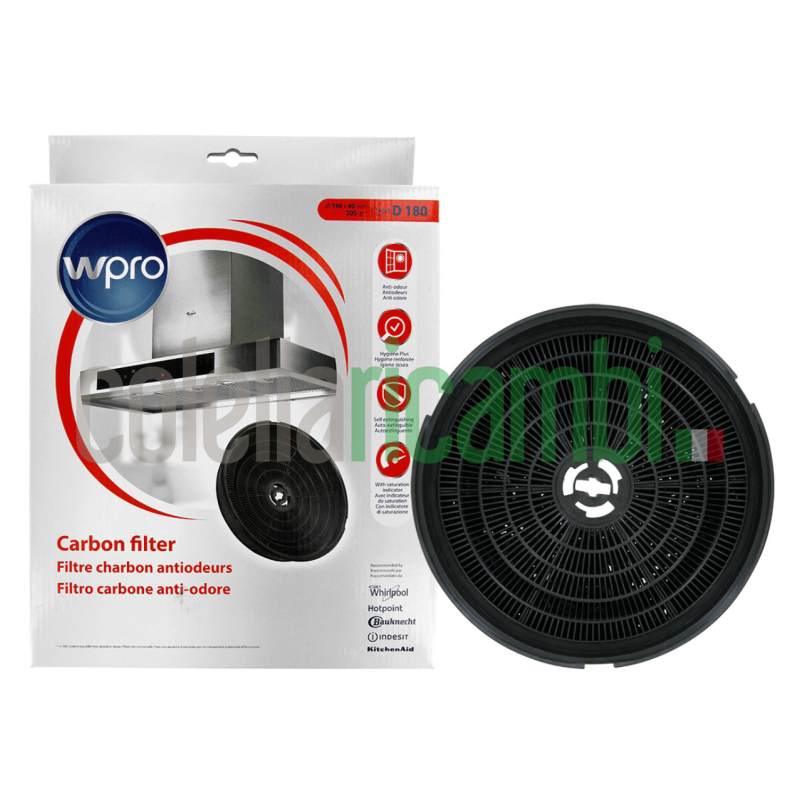 Filtro carbone 4x19cm cappa cucina Wpro Whirlpool Indesit 484000008647