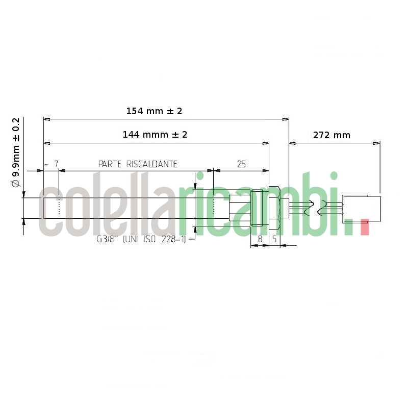 Resistenza accensione con raccordo filettato 3/8" GAS HT100074 per Stufe a Pellet 14701119