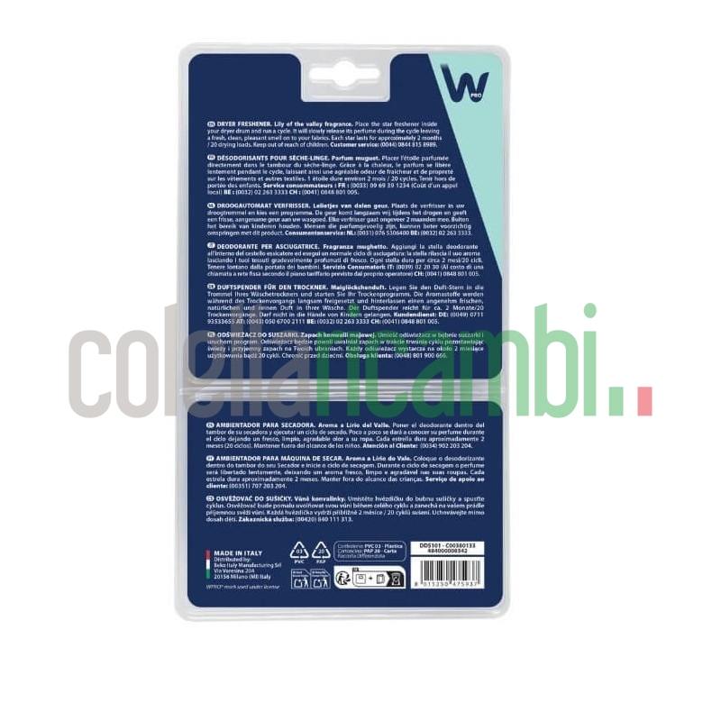 Deodorante per asciugatrice fragranza mughetto 2 pezzi Wpro 484000008542