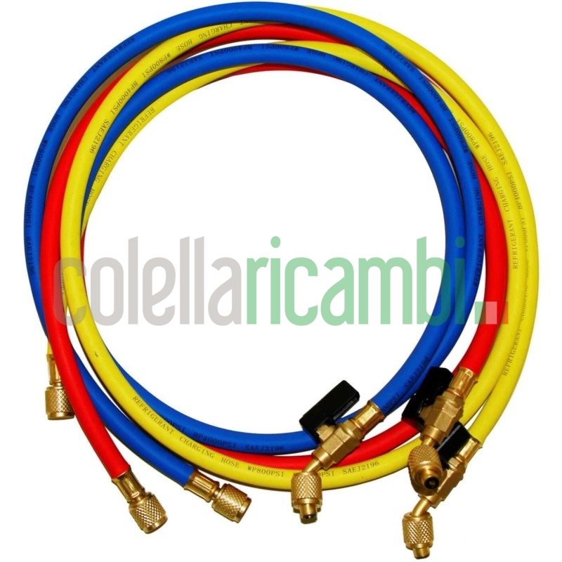 KIT 3 Tubi ricarica gas con attacco da 1/4"x5/16" con Rubinetto Lunghezza Tubi 150cm
